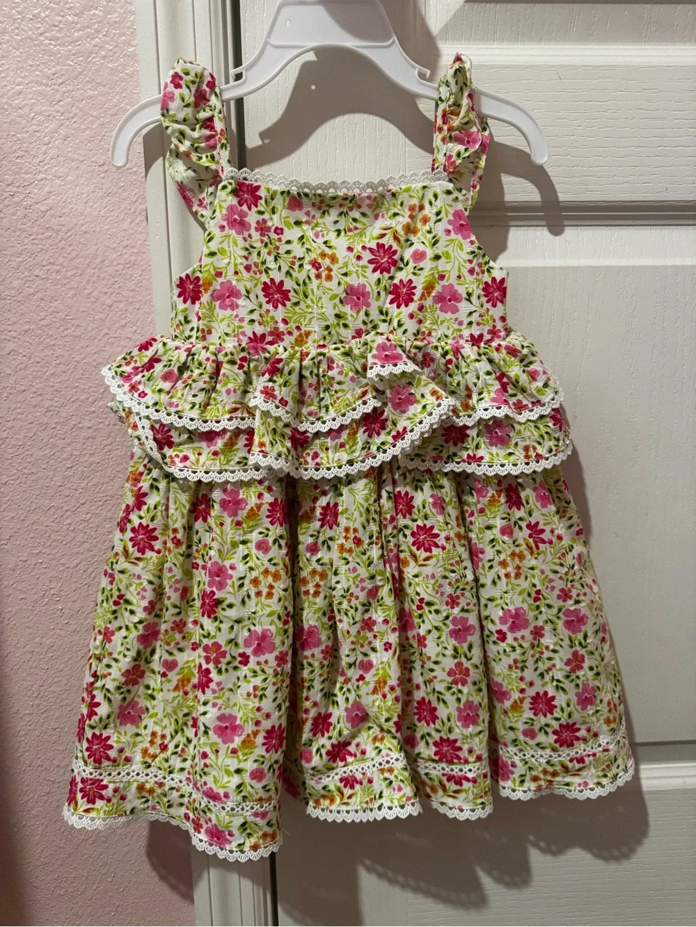 Tommy Bahama Pink and Green Floral Ruffle Sundress